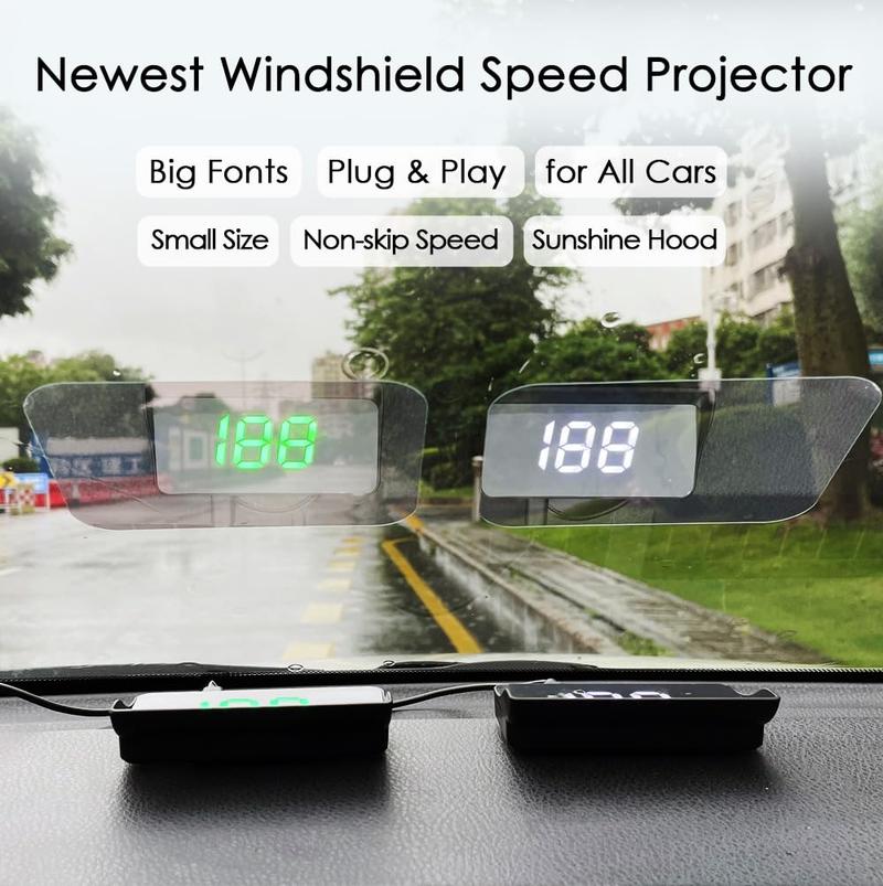 GPS Digital Speedometer Speed Display for Car MPH Windshield Projector, Universal HUD Speedometer Speed Meter LED Large Font, Plug Play Tachometer on Wind Glass for SUV Auto Vehicle Motorcycle Glof Cart Truck Motorhome All Vehicles
