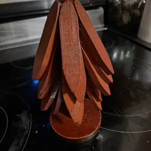 8-Piece Solid Wood French Country Tableware Set - 5 Tree-Shape Trivets, 1 Stand, 450°F Heat Guard Foldable Coasters, Durable Home Accessory, Household Items, Easter Gifts for Hot Dishes/Coffee, Kitchen Supplies