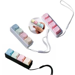 4 Key Keyboard Fidget Keyboard Clicker Toys with Colorful Keys and Wrist Strap Keyboard Keychain Stress Relief for Anxiety Decompression