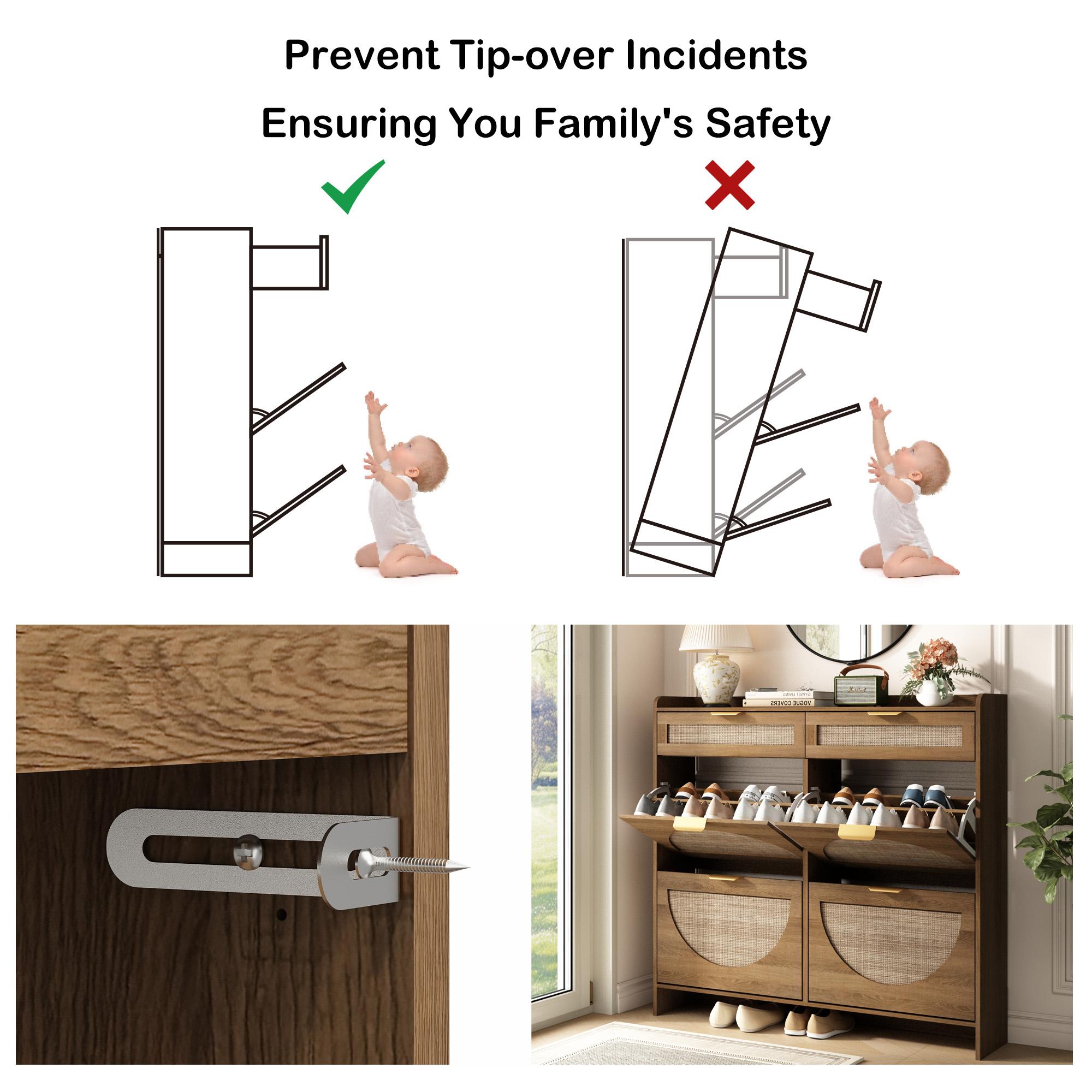 PieDle Furniture Boho-Chic Rattan Shoe Storage with Drawers for Home Entries