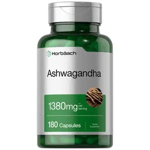 Horbäach Ashwagandha Supplement | 180 Capsules | For Women and Men | Herbal Root Extract | Non-GMO, Gluten Free