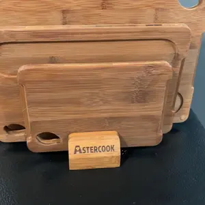 【Official】Astercook 4-Piece Bamboo Chopping Board Set with Holder - Food-Grade Wooden Chopping Board, Durable Eco-Friendly 3-Size Kitchen Supplies for New Home Setup, Steak & Vegetables, Cooking Cutting Board