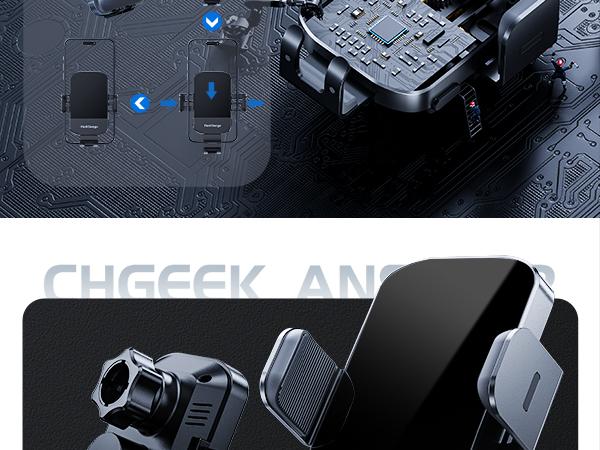 Wireless Car Charger, CHGeek 15W Auto-Clamping Car Mount for Cellphone Charging, Mobile Phone Holder, Smartphone Mount, Tablet Mount, Adjustable Car Charger, Electronic Phone Stand