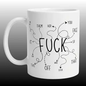 F*ck Flowchart Swear Word Map Mug, Sarcastic Coworker Gag Gift Coffee Mug, Funny Office Humor Adult Tea Cup