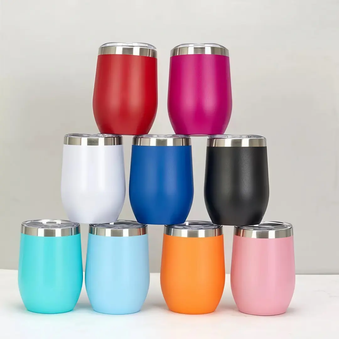 LMMAKE 1PC 12oz Insulated Wine Tumbler with Lid, Double-Wall Vacuum Stainless Steel Cup - Cocktails, Tea, Coffee, Champagne, Beer Use, Superior Insulation for Heat/Cold Retention
