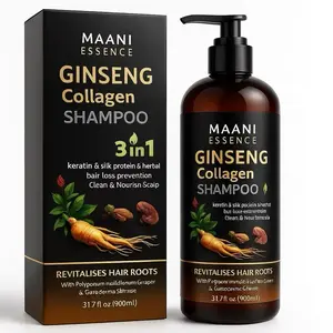 900ML Ginseng Collagen Shampoo 3-in-1 with Ginger extract | Hair Loss Prevention with Keratin & Silk Protein | Strengthens & Revitalizes Hair Roots for Thicker, Healthier Hair