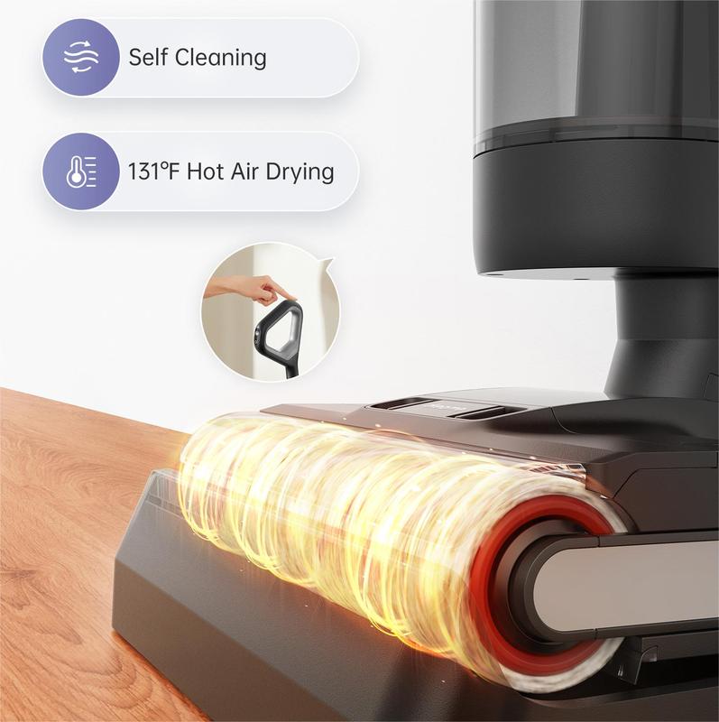 DREAME H12 PRO Wet Dry Vacuum Cleaner, Smart Floor Cleaner Cordless Vacuum and Mop for Hard Floors, One-Step Edge to Edge Cleaning with Hot Air Drying Black