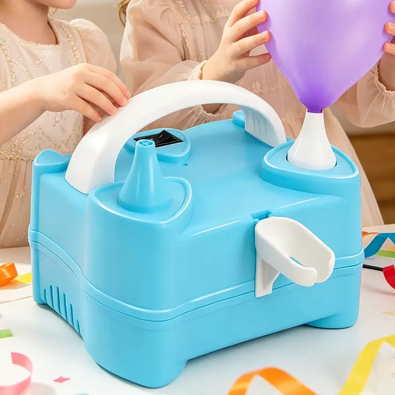 Dual Nozzle Portable Balloon Pump, Fast Inflation, Blue, Festive & Party Supplies for Birthday Decorations, Weddings