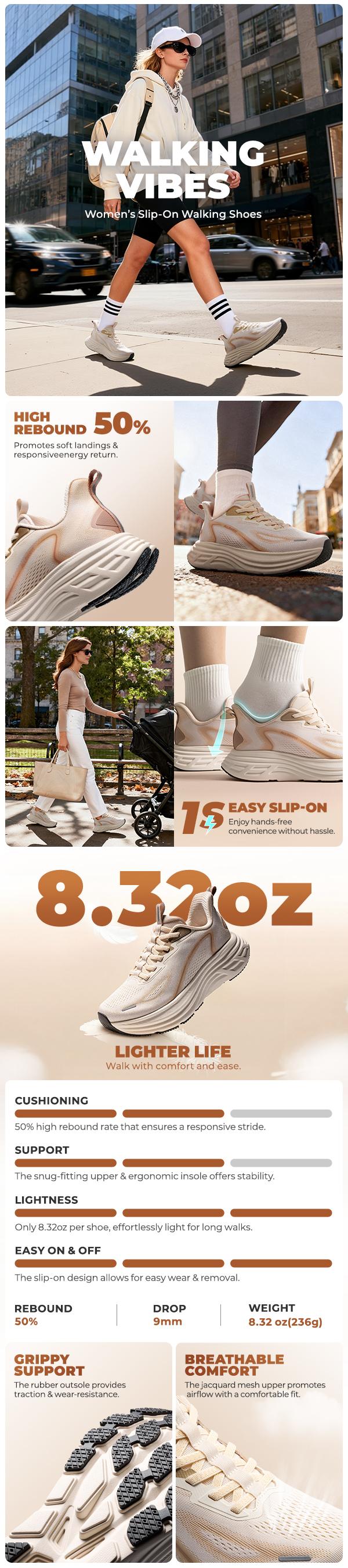 Allswifit Women's Slip On Walking Shoes Hands-Free Cushion Running Tennis Shoes Non-Slip Comfortable Workout Gym Sports Athletic Fashion Sneakers