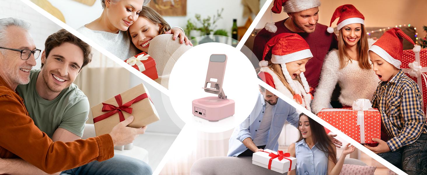 Cell Phone Stand with Wireless Bluetooth Speaker, LED, Anti-Slip Base HD Surround Sound,Perfect for Home/Outdoor with Bluetooth Speaker for Desk Compatible with iPhone/ipad/Android,Gifts for Men Women