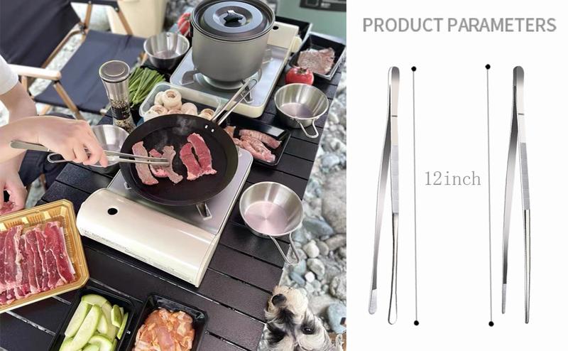 [New Deal] 2 Pcs 12-Inch Fine Tweezer Tongs,Extra-Long Stainless Steel Tweezers Tongs