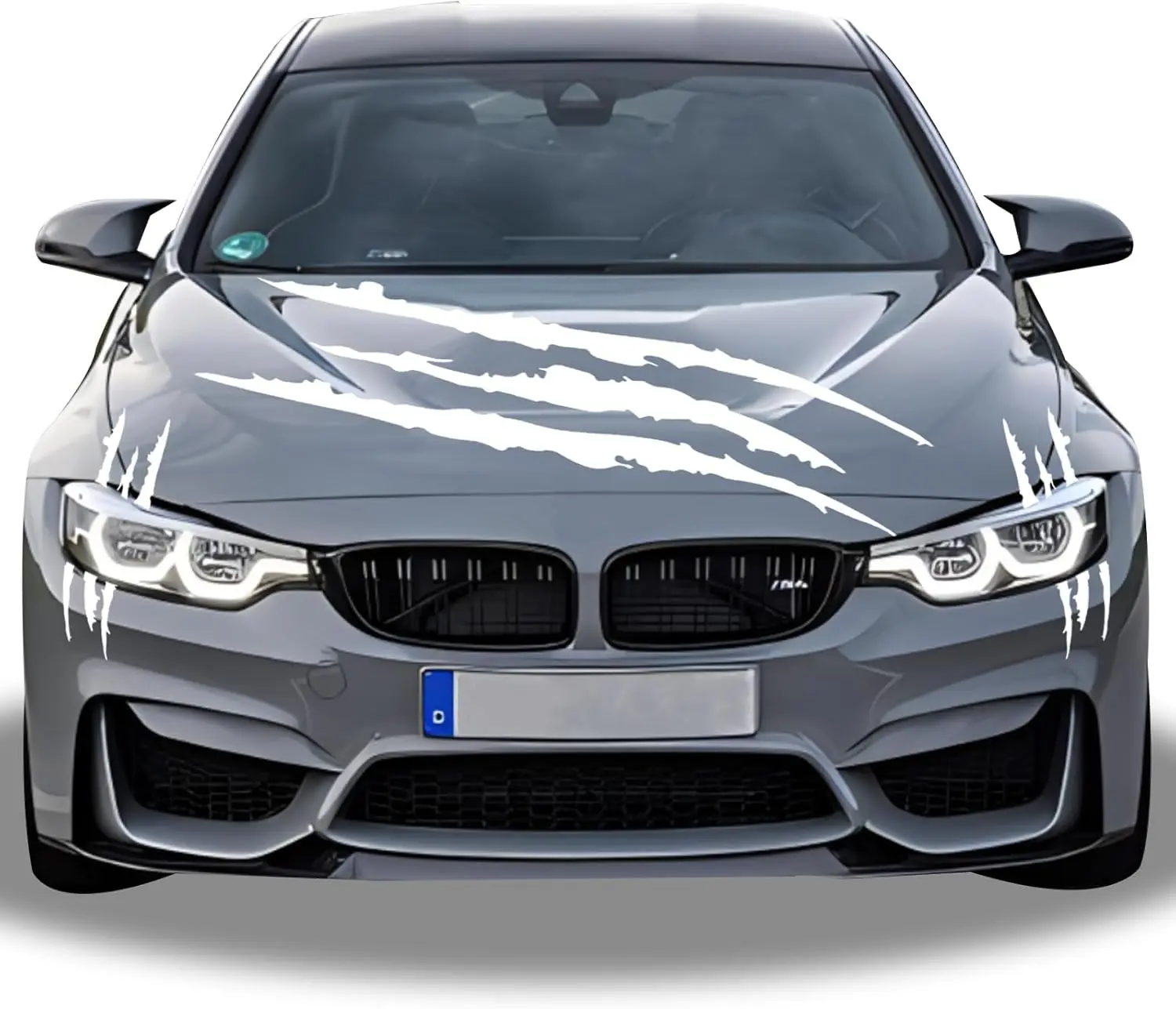 1 Full Set Monster Claw Sticker for Car Hood Decal 1 Set, Car Decals Claw Mark Stickers to Cover Hood Headlights Scratches, Modified Cars/Vans/SUVs/Trucks, Motorbike, Truck Decal Decoration(White)