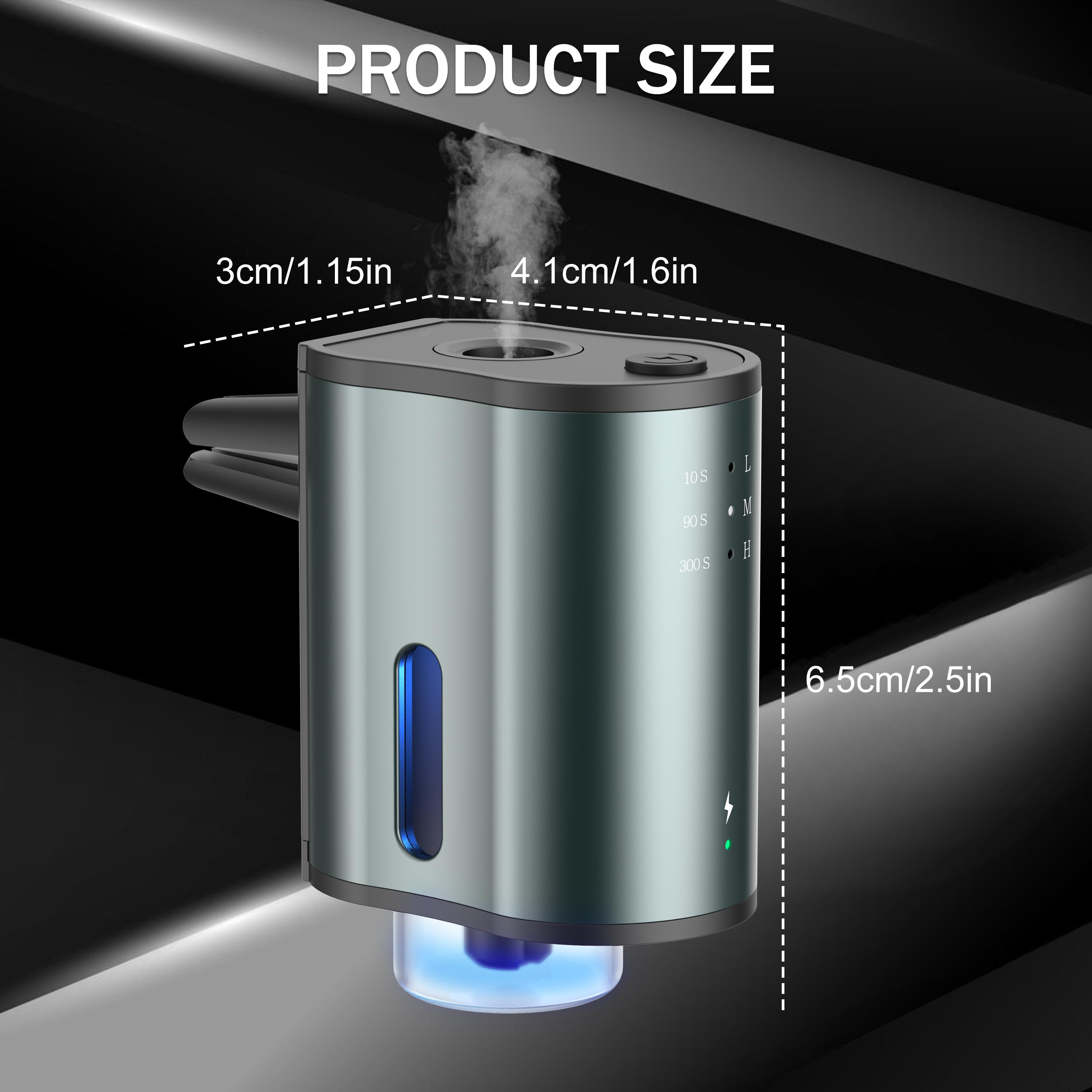 Smart Car Air Freshener: Three-Level Scent Control, Portable Waterless Diffuser, Aromatherapy with 3*10ML Natural Scents