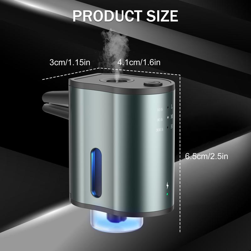Smart Car Air Freshener: Three-Level Scent Control, Portable Waterless Diffuser, Aromatherapy with 3*10ML Natural Scents