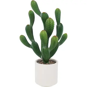 Artificial Cactus Plant, Tall UV Resistant Faux Cactus Plant, Realistic Texture Tall Fake Plant, Faux Desert Cacti Plant with Planter,Green 4