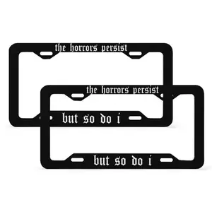 The Horrors Persist But So Do I License Plate Frame,1pc sent, Black Funny Goth y2k Vehicle Accessories, Girls Gift For Her