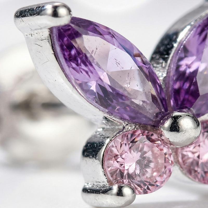 3 Pairs 925 Sterling Silver Earrings for Women Grils Hypoallergenic Silver/Gold Stud Hoops Earrings Set Dainty Studs Huggies Earings Flower Butterfly Earrings Sets for Multiple Piercings