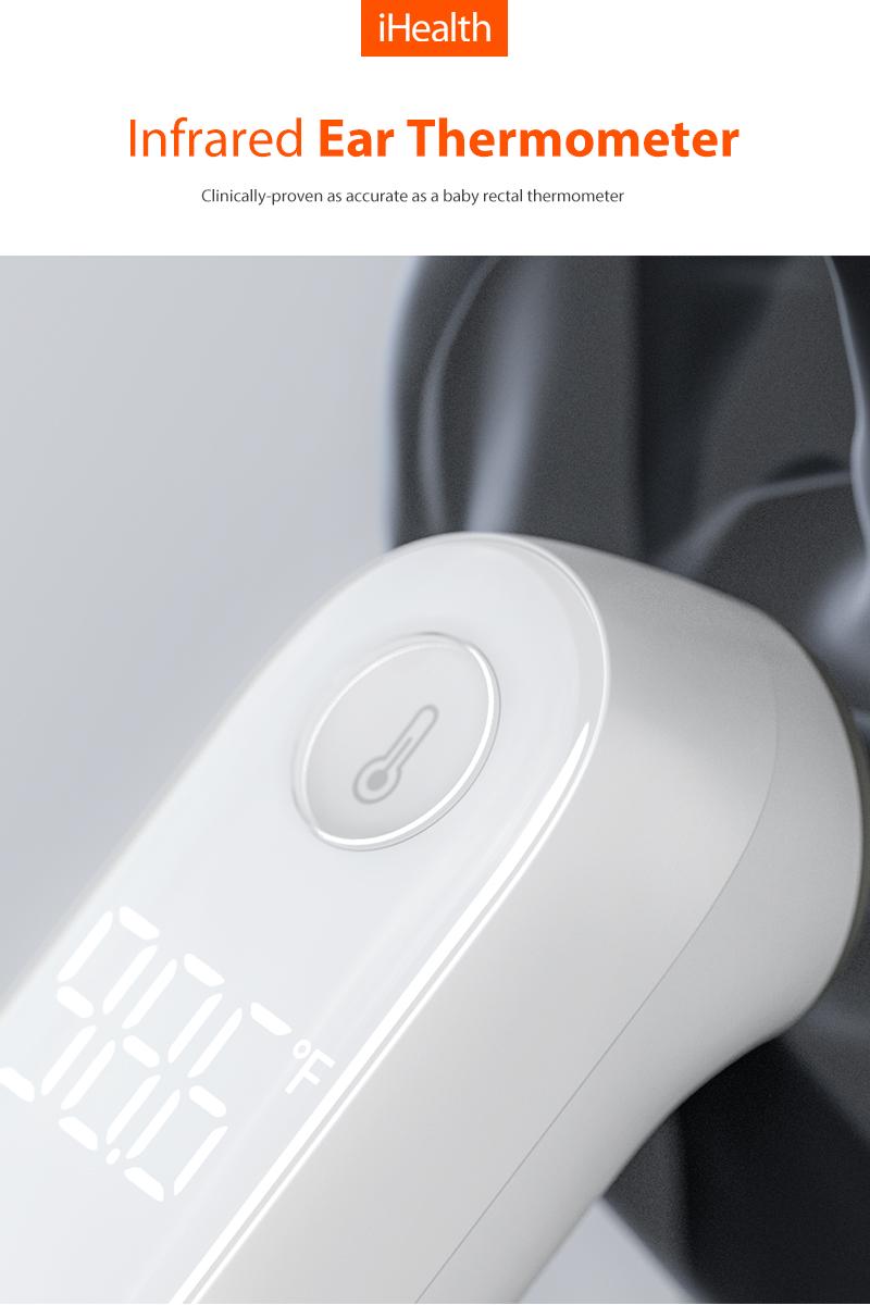 iHealth Digital Ear Thermometer, 1-Second Accurate Reading, Infrared, Pre-Warmed Tip with 21 Disposable Lens Filters & Organizer Case for All age