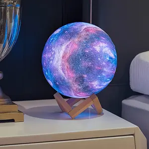 Moon Lamp Galaxy Lamp 5.9 Inches  LED 3D Moon Night Light Remote & Touch Control Wooden Base Magical Starlit Moonlight Ideal Birthday Gift for Girls Boys Kids Women