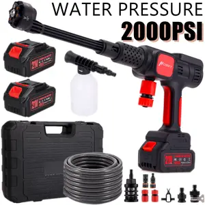 【fathersdaygift】Cordless Portable Pressure Washer 2000PSI Cleaner Handheld High-Pressure Car Wash Equipment with 4.0Ah Battery Charger6-in-1 Nozzle for Home Floor Cleaning