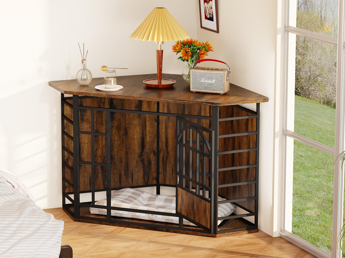 COZPAW 52 Inch Corner Dog Crate Furniture,Wooden Dog Kennel Indoor Furniture End Table,Modern Dog Cage Decorative Pet House TV Stand for Large Medium Dogs,Gray COZPAW 52 Inch Corner Dog Crate Furniture,Wooden Dog Kennel Indoor Furniture End Table,Modern Dog Cage Decorative Pet House TV Stand for Large Medium Dogs,Gray