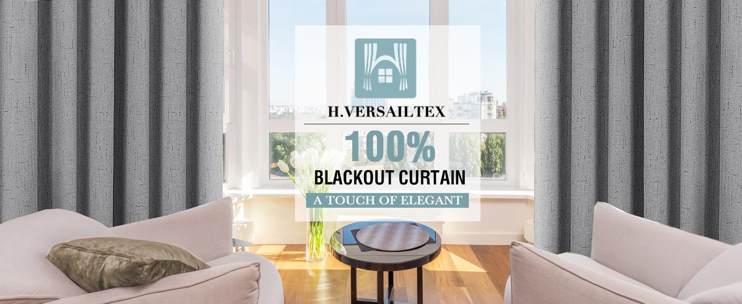H.VERSAILTEX 100% Blackout Linen Curtain 1 Panel for Bedroom Thermal Insulated Textured Linen Look Curtain Draperies Energy Saving Window Curtain Living Room Curtain