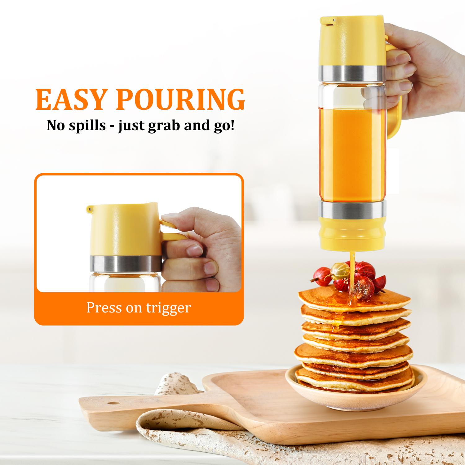 must  haves  shop glass Honey Syrup Dispenser Trigger Elegant Aelga Glass Honey Dispenser Pot No Drip Honey Jar with Handle Syrup Dispenser for Coffee or Tea Maintains Freshness