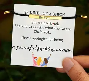 Best Friends Bracelet - Adjustable Stainless Steel with Motivational Be Kind of a Bitch Bracelet Funny Inspirational Jewelry Gift for Women Best Friends
