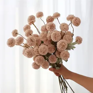 12Pcs Artificial Ping Pong Flower Bouquet: Faux Snowball Pom Poms for Home, Holidays & Special Occasions (No Vase)