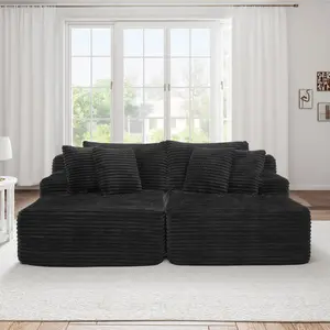 Niccae Two-seater lazy sofa lounge chair,Compressed sofa no assembly required, made of velvet fabric, fluffy modern lounge chair, used for indoor living rooms and bedrooms