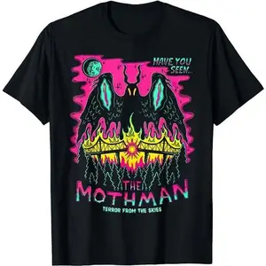 Cotton Short Sleeve Mothman' Shirt Halloween Shirts For Witches Wicked Clothes T-Shirt for Men Women Black Round Neck