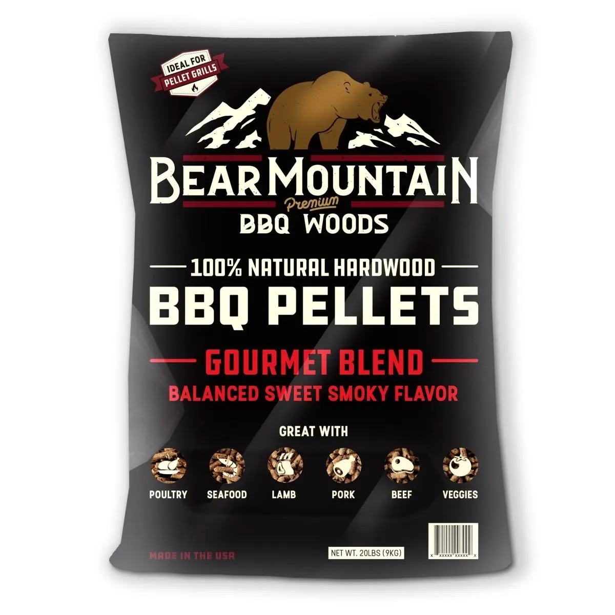 Lignetics 259972 All-Natural Hickory Wood BBQ Pellets - 20 lbs Low-Moisture Natural Blend, Single Bag Pellet Form for Outdoor Grill, Ideal for Meat Barbecues, Delivers Rich Smokiness