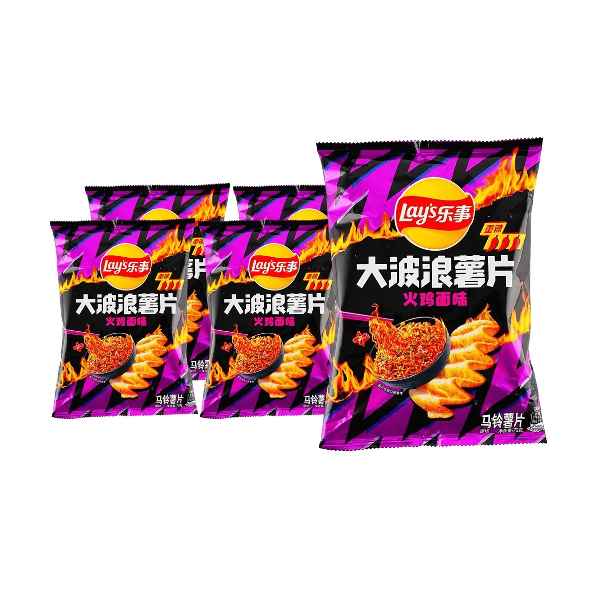 Lay's China Spicy Turkey Flavor Potato Chips 70g x 5 Pack - Thick Cut, Crispy, Soulful Heat