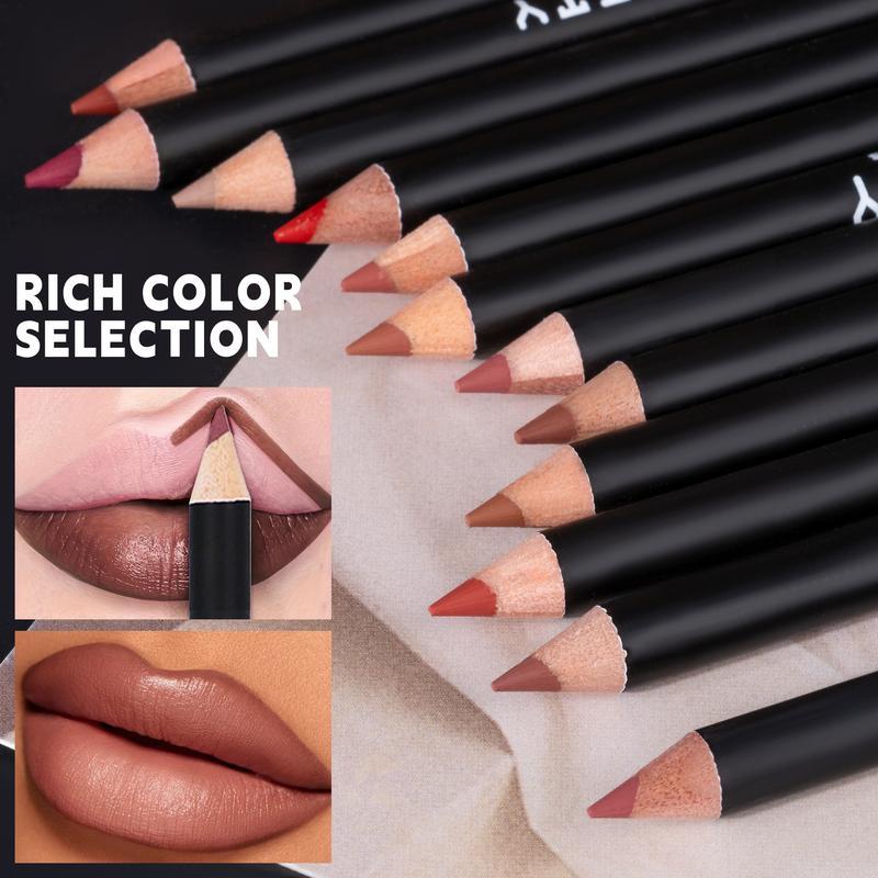 Lip Liner Set Matte Finish All-Day Wear Lip Crayon with Durable Pigment Great Mother's Day Gift for Mom Women Makeup Lovers 12pcs/Box