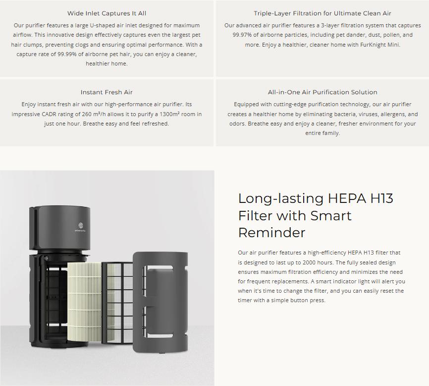 Pet Air Purifier for Home, 3-in-1 HEPA Filter Captures Pet Dander, Odors & Hair, Quiet Air Cleaner for Dogs & Cats