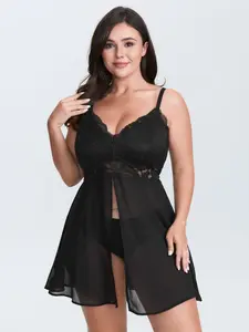 【Summer Turn-Up】【Tummy control】BlOOMCHIC Plus Size Romantic Sheer Lace Lounge Top [1x-6x] 2026 Summer Pick for Mother's Day