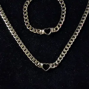 Heart Necklace and Bracelet Set