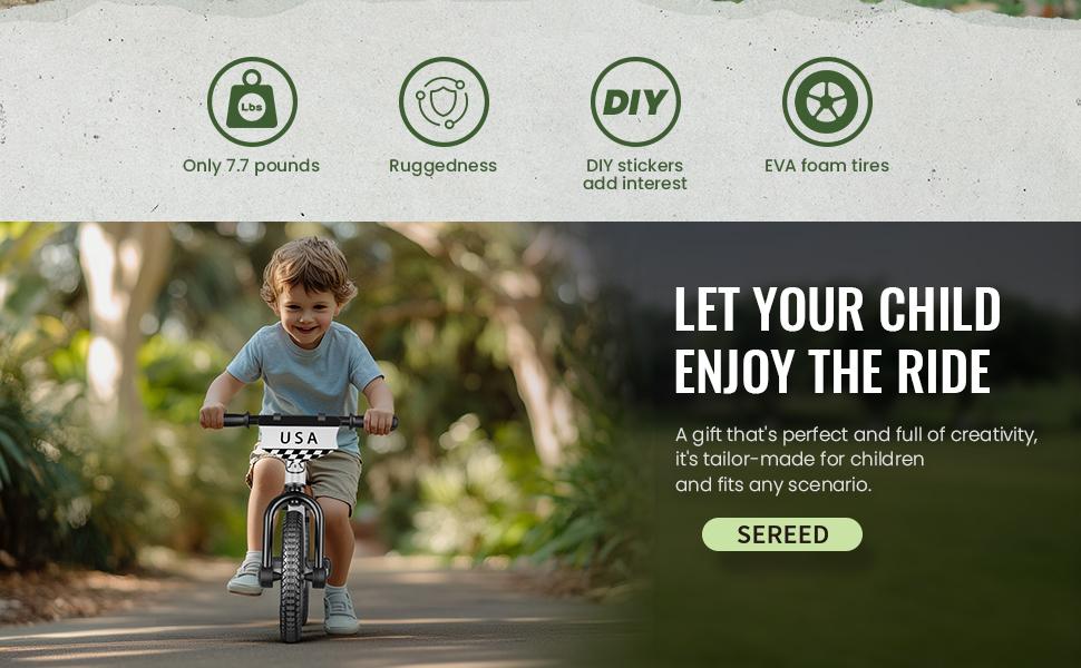 SEREED Balance Bike with Light-Up Wheels for Boys & Girls Ages 2-5, Pedal-Free Toddler Glider Bike Toy, Tool-Free Adjustment, Sticker-Customizable Panel, Perfect Birthday Gift for Toddlers SEREED Balance Bike with Light-Up Wheels for Boys & Girls Ages 2-5, Pedal-Free Toddler Glider Bike Toy, Tool-Free Adjustment, Sticker-Customizable Panel, Perfect Birthday Gift for Toddlers