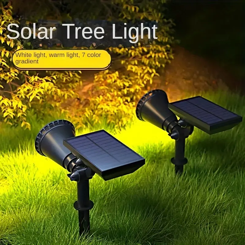 Solar landscape light, outdoor LED spotlight, 36 LED tree light, 3-level adjustable brightness, intelligent light control, automatically turns on at night, IP44 waterproof, suitable for lighting courtyards, lawns, trees, rockeries, and billboards