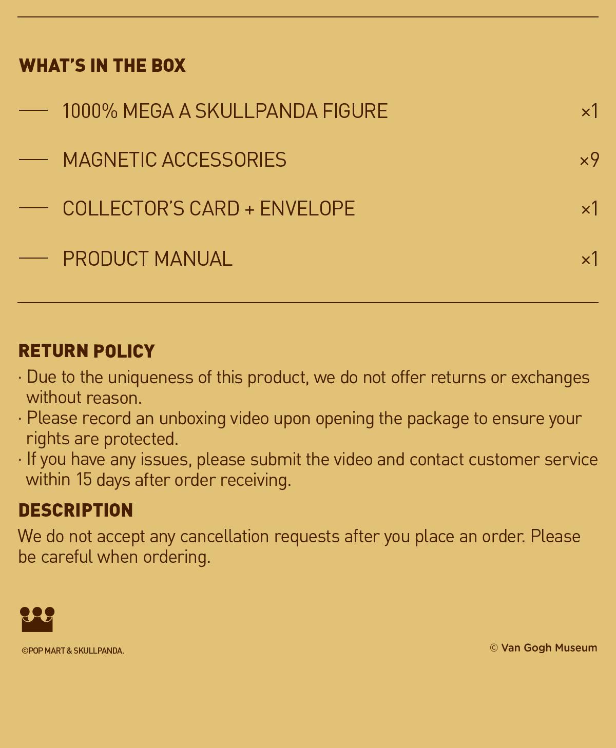 MEGA α SKULLPANDA 1000% Van Gogh Museum Sunflowers