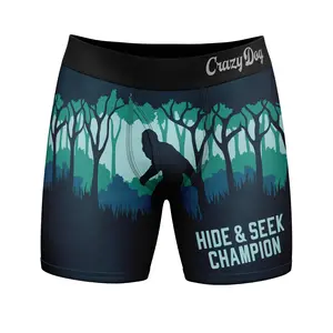Mens Funny Boxers Hide and Seek Champion Sarcastic Bigfoot Underwear for Men Funny Graphic Boxers Funny Animal  Mens Novelty Boxer Briefs Multi -