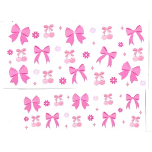 BowsHearts2 40oz Decals with Pink Bows and Cherries for Decorative Use