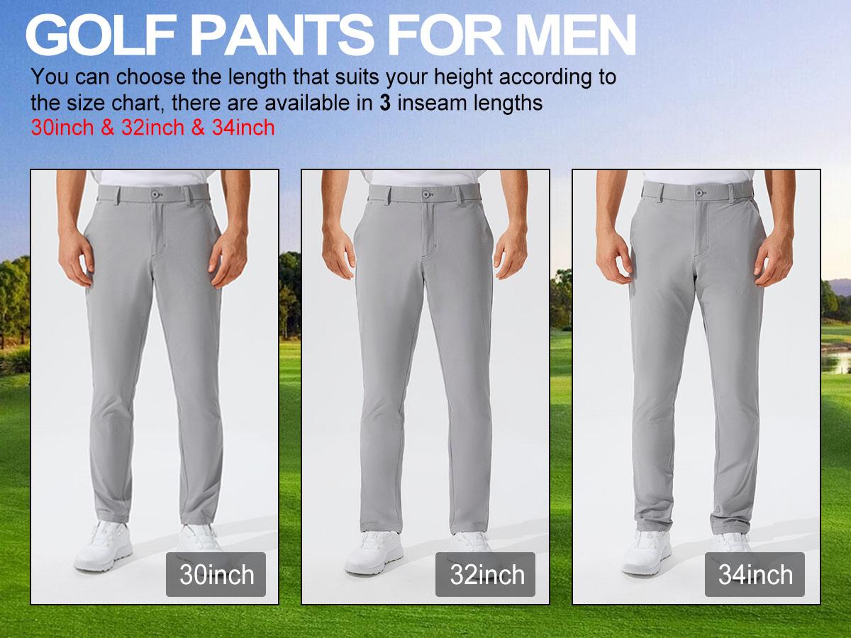 Men's Golf Pants 30"/32"/34" Inseam Lightweight Stretch Work Dress Pants Quick Dry Breathable Moisture Wicking Fabric for Spring Summer Fall