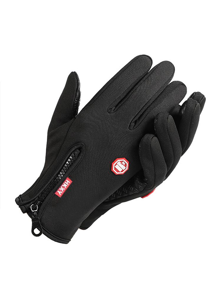 Winter Touch Screen Gloves Adjustable Zipper Windproof Waterproof Warm Short Gloves for Outdoor Hiking Fishing Running Unisex Sports