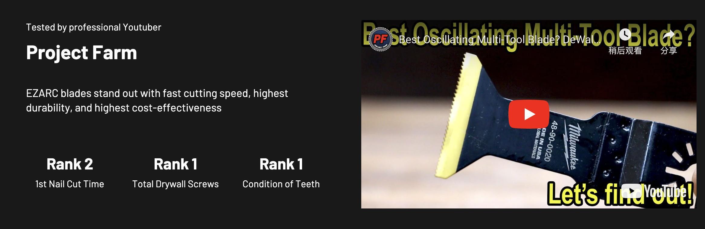 EZARC Obsidian Carbide Oscillating Saw Blades, Multi Tool Blades Quick Release for Hard Metal, Nails, Bolts and Screws, Metal Cutting, Heavy Duty, Hardware Industrial, FathersDayGift