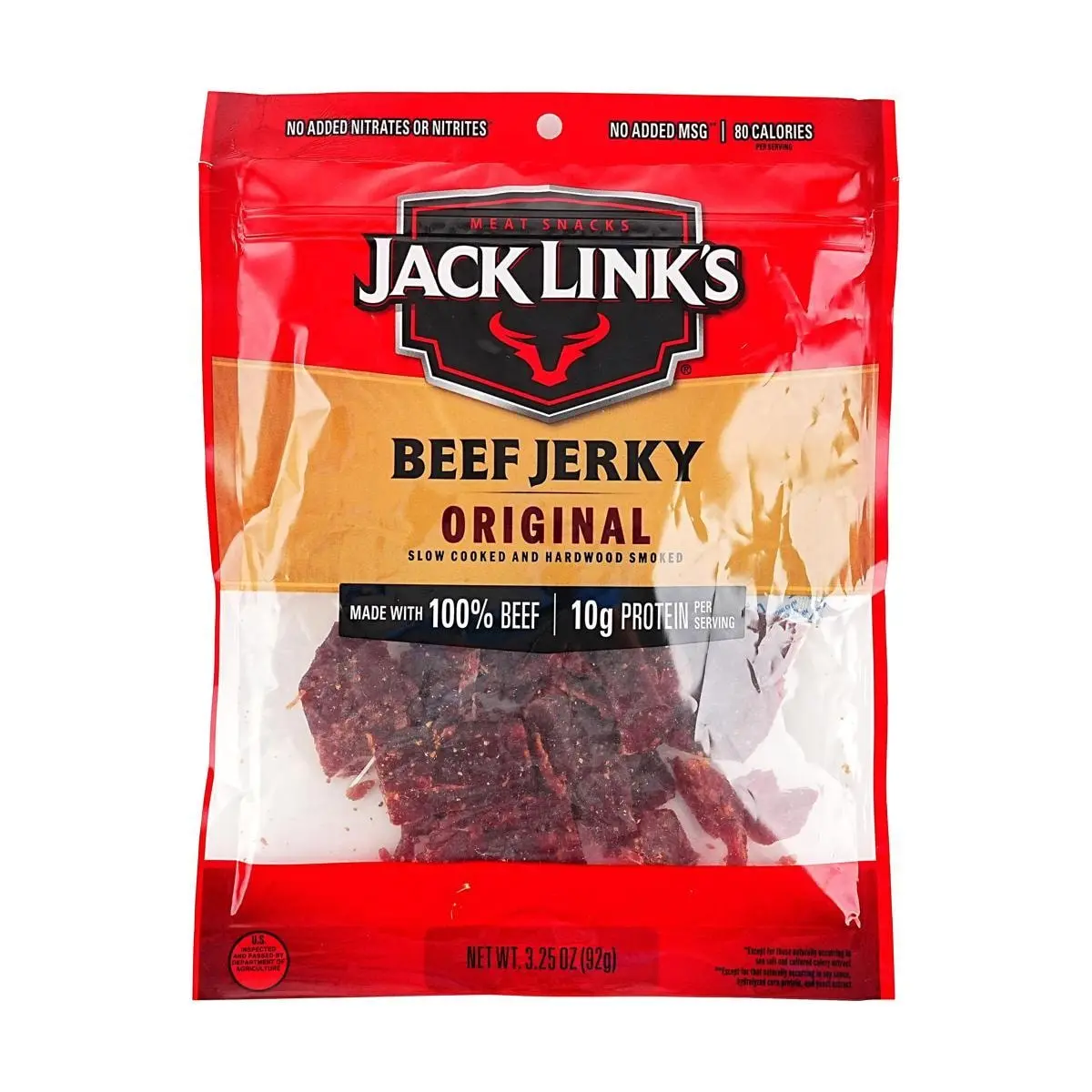 Jack Link's Original Beef Jerky 92g - High Protein Healthy Snack, All-American Classic Meat Snack