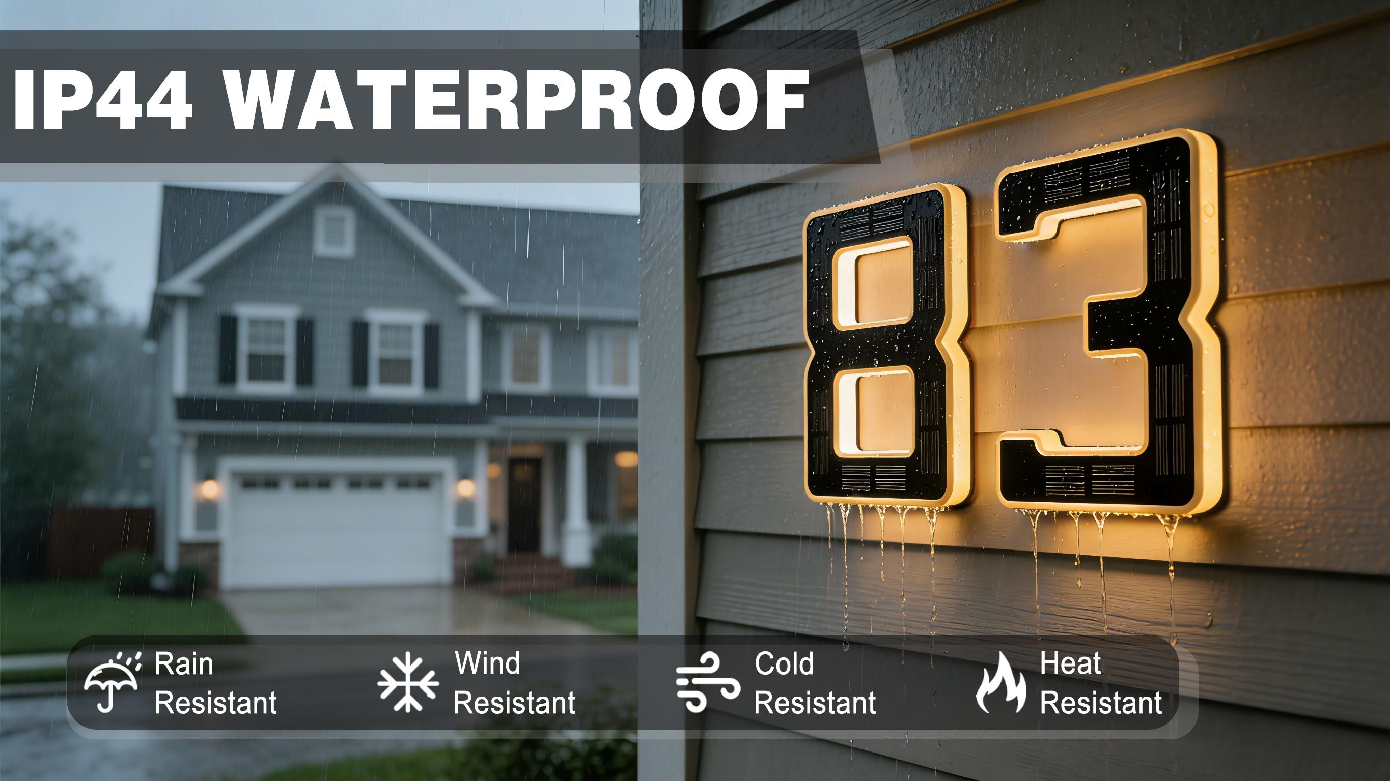 ISUNMEA Solar-Powered 6.7inch Address Sign Lighting for Residential Address Identification Address Plaques for House LED Illuminated Waterproof Outside Address Sign 3500K Warm White LED Modern Solar Powered LED Numbers for Yard, Street, Door, Outside