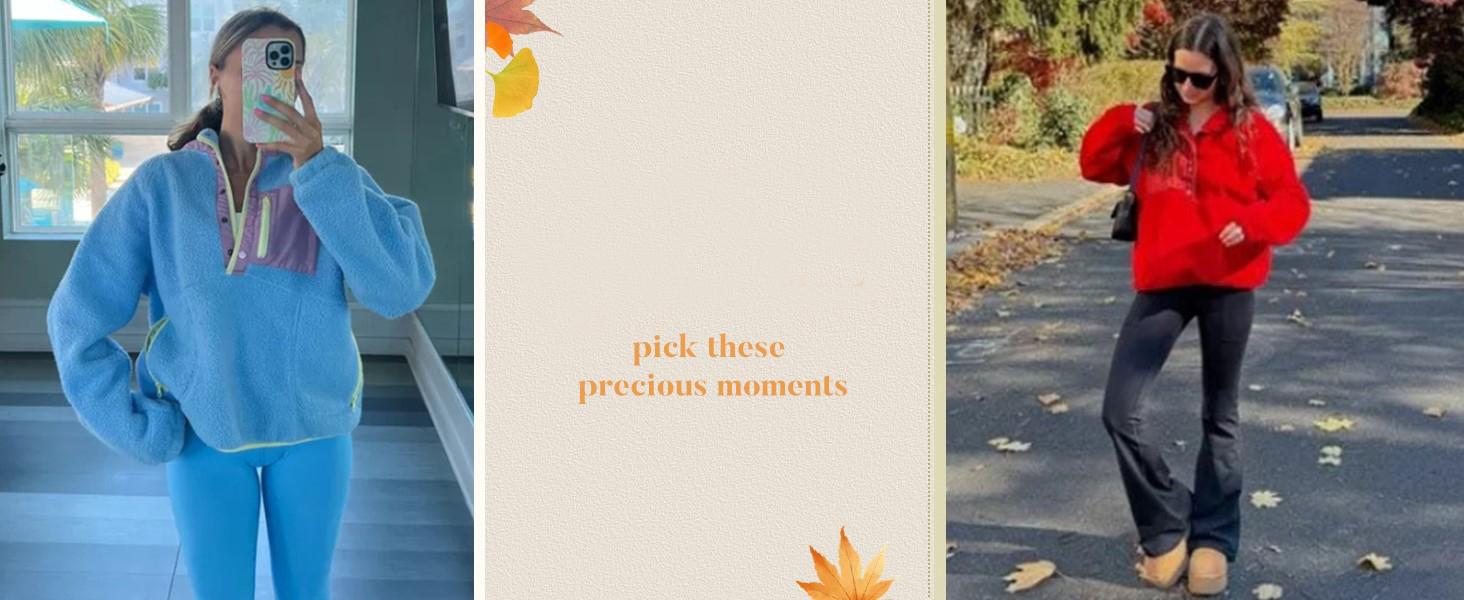 Naeduo Women’s Lightweight  Fleece Pullover Jacket Cropped Fall Winter Fuzzy Sherpa Jacket Sweatshirt Coat with Pockets for Hyrox