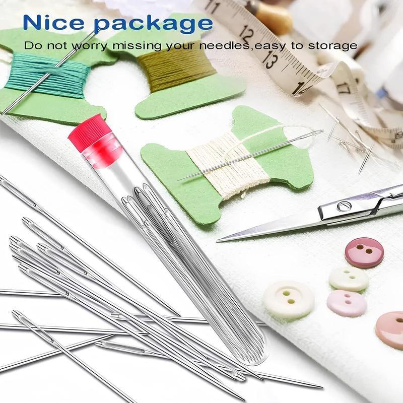 34PCS Big Eye Steel Needles Set Sturdy Durable Hand Sewing Tool Kit Perfect for DIY Sewing Repairs Crafting Projects with Thread and Thimble