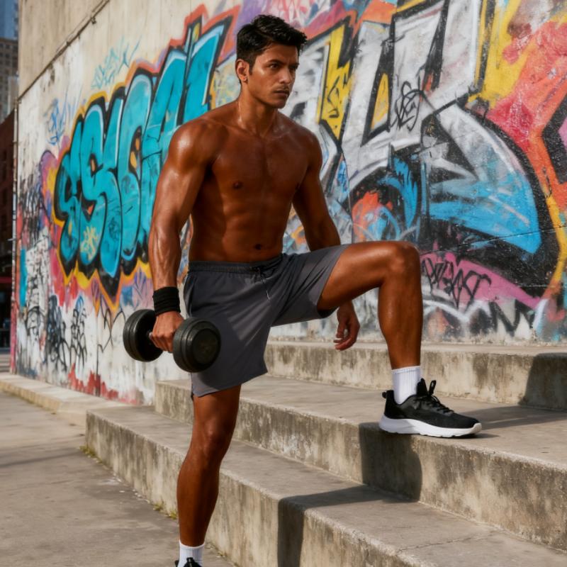 Men's 2 Pack Gym Workout Shorts Fitted Quick Dry Bodybuilding Weightlifting Jogger with Pockets - Blue